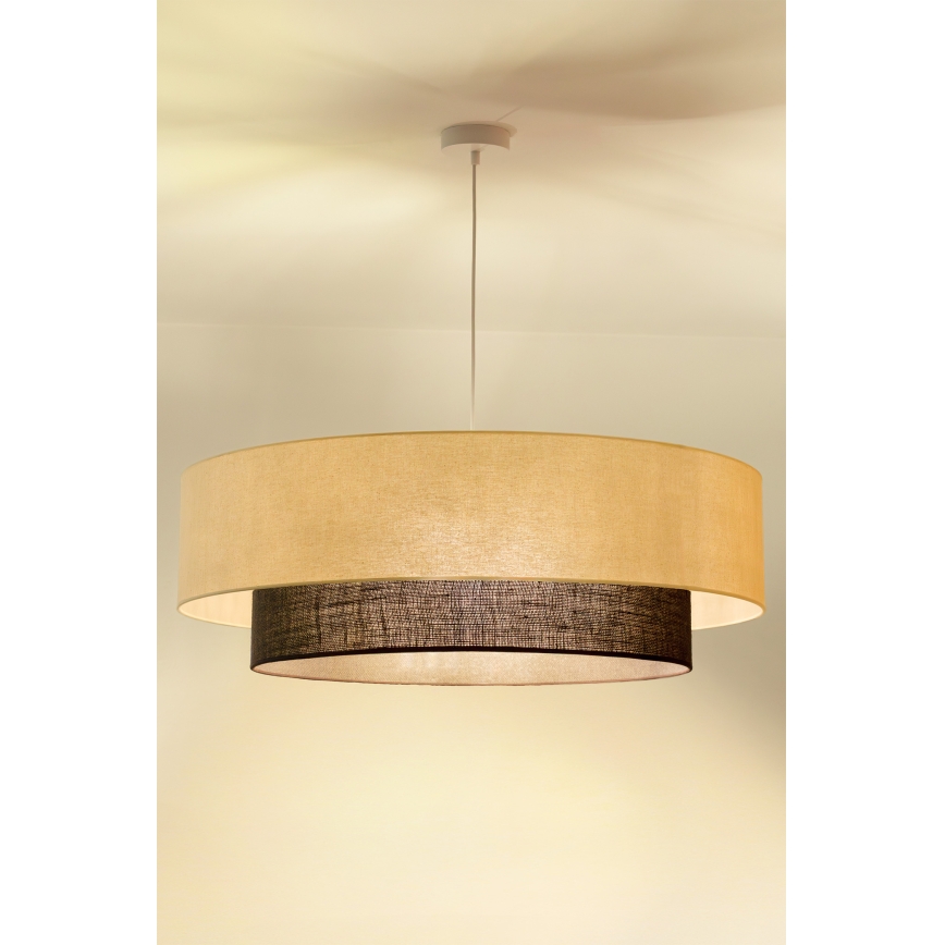 Brilagi - Lustre LED sur câble BOHO STYLE 3xE27/15W/230V Ø 80 cm crème/marron