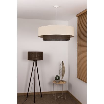 Brilagi - Lustre LED sur câble BOHO STYLE 3xE27/15W/230V Ø 80 cm crème/marron