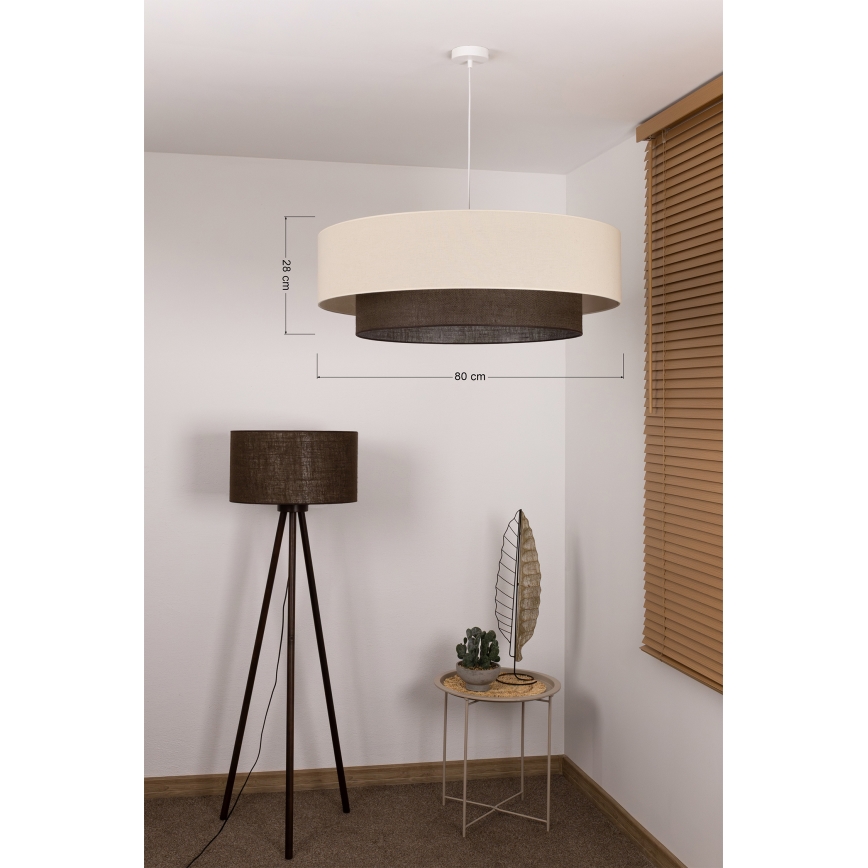 Brilagi - Lustre LED sur câble BOHO STYLE 3xE27/15W/230V Ø 80 cm crème/marron