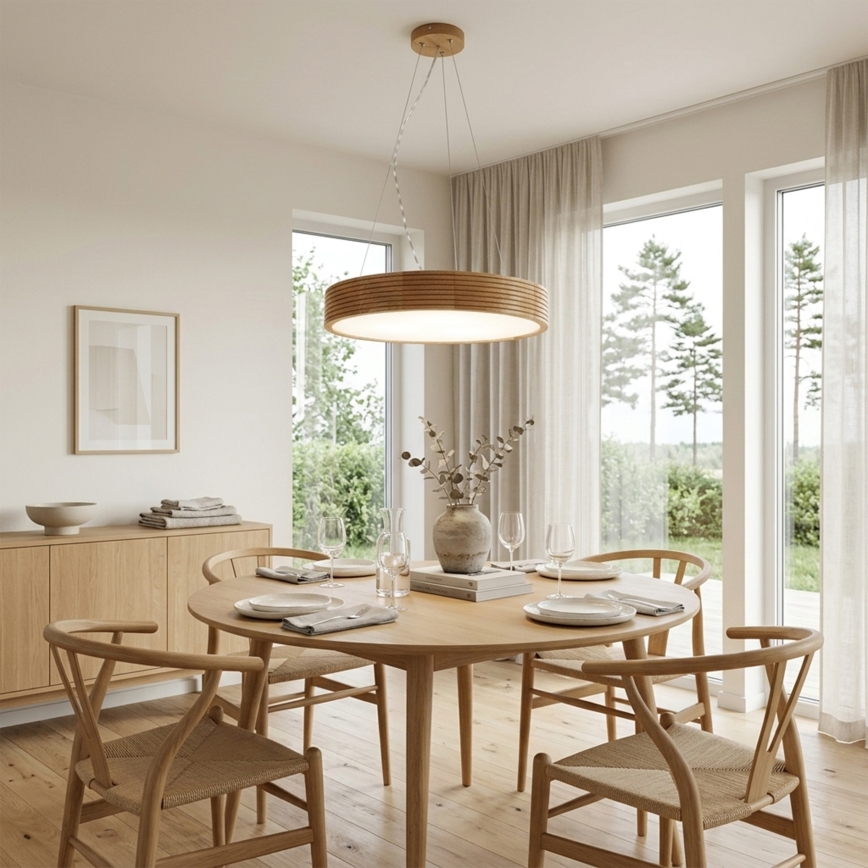 Brilagi - Lustre LED sur câble CARVALHO MODERN 3xE27/60W/230V chêne Ø 47,5 cm