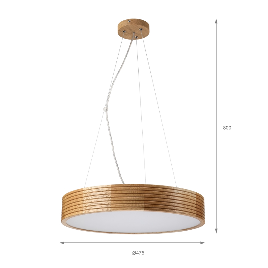 Brilagi - Lustre LED sur câble CARVALHO MODERN 3xE27/60W/230V chêne Ø 47,5 cm