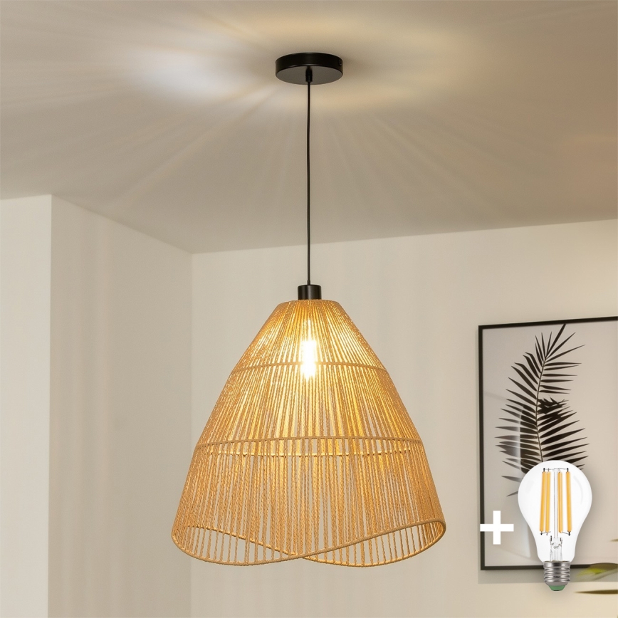 Brilagi - Lustre LED sur câble CERIA BOHO 1xE27/40W/230V Ø 50 cm marron