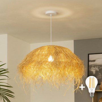 Brilagi - Lustre LED sur câble CERIA BOHO 1xE27/40W/230V Ø 60 cm en raphia