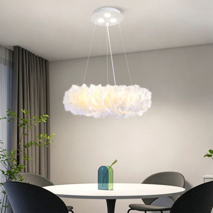 Brilagi - Lustre LED sur câble FEATHER 3x E27/40W/230V + 3x LED 3W Ø 40 cm blanc