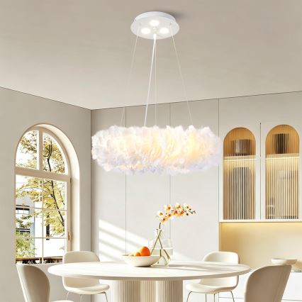Brilagi - Lustre LED sur câble FEATHER 3x E27/40W/230V + 3x LED 3W Ø 40 cm blanc