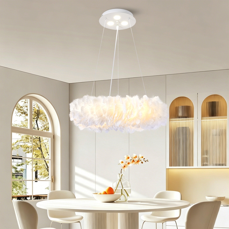 Brilagi - Lustre LED sur câble FEATHER 3x E27/40W/230V + 3x LED 3W Ø 40 cm blanc