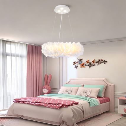 Brilagi - Lustre LED sur câble FEATHER 3x E27/40W/230V + 3x LED 3W Ø 40 cm blanc