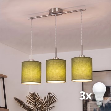 Brilagi - Lustre LED sur câble NUBILA 3xE27/60W/230V vert