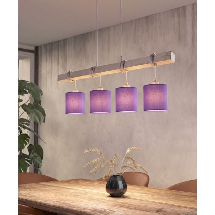 Brilagi - Lustre LED sur câble NUBILA 4xE27/60W/230V gris/violet