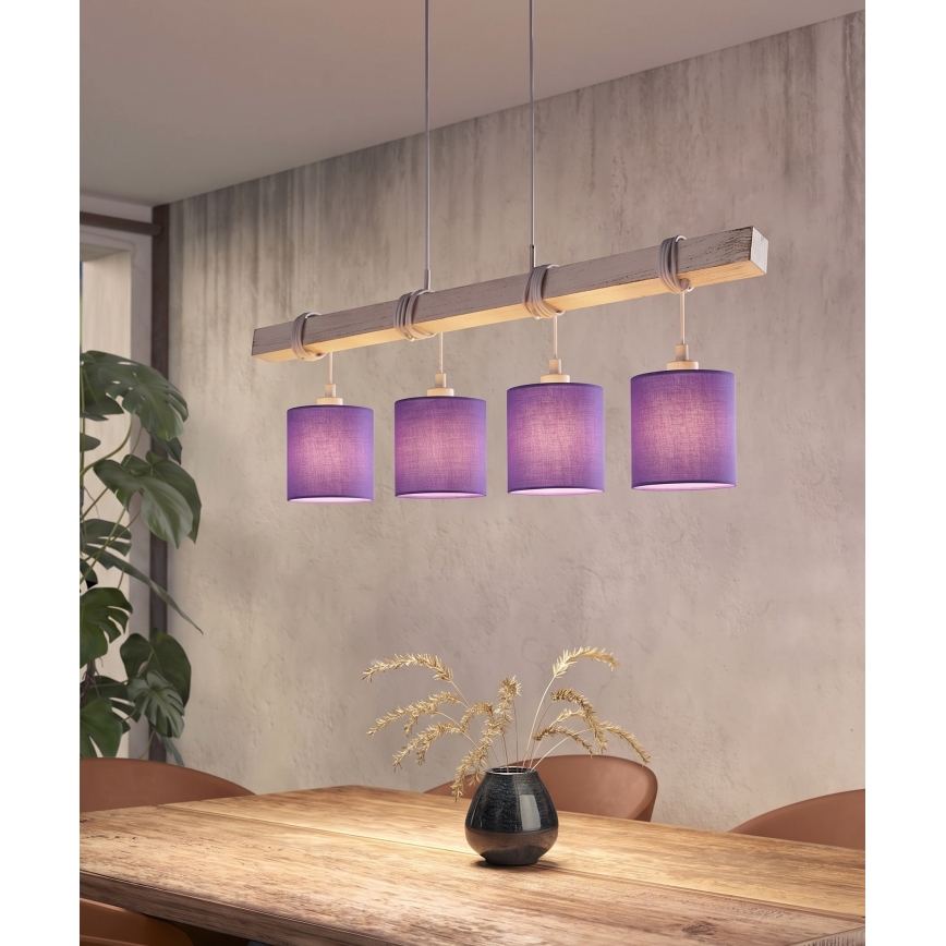 Brilagi - Lustre LED sur câble NUBILA 4xE27/60W/230V gris/violet