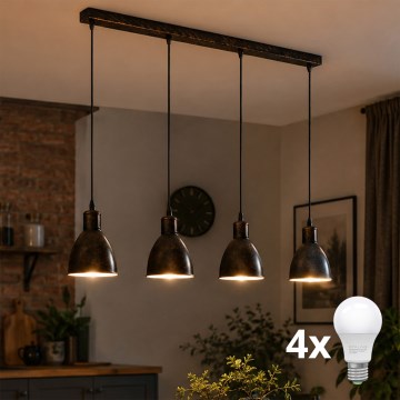Brilagi - Lustre LED sur câble RIDDY 4xE27/60W/230V cuivré/patiné