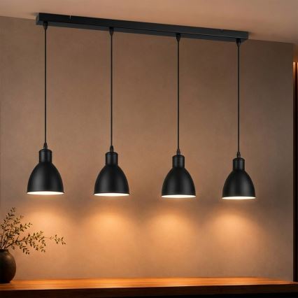Brilagi - Lustre LED sur câble RIDDY 4xE27/60W/230V noir