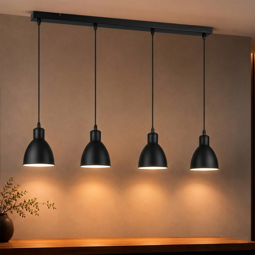 Brilagi - Lustre LED sur câble RIDDY 4xE27/60W/230V noir