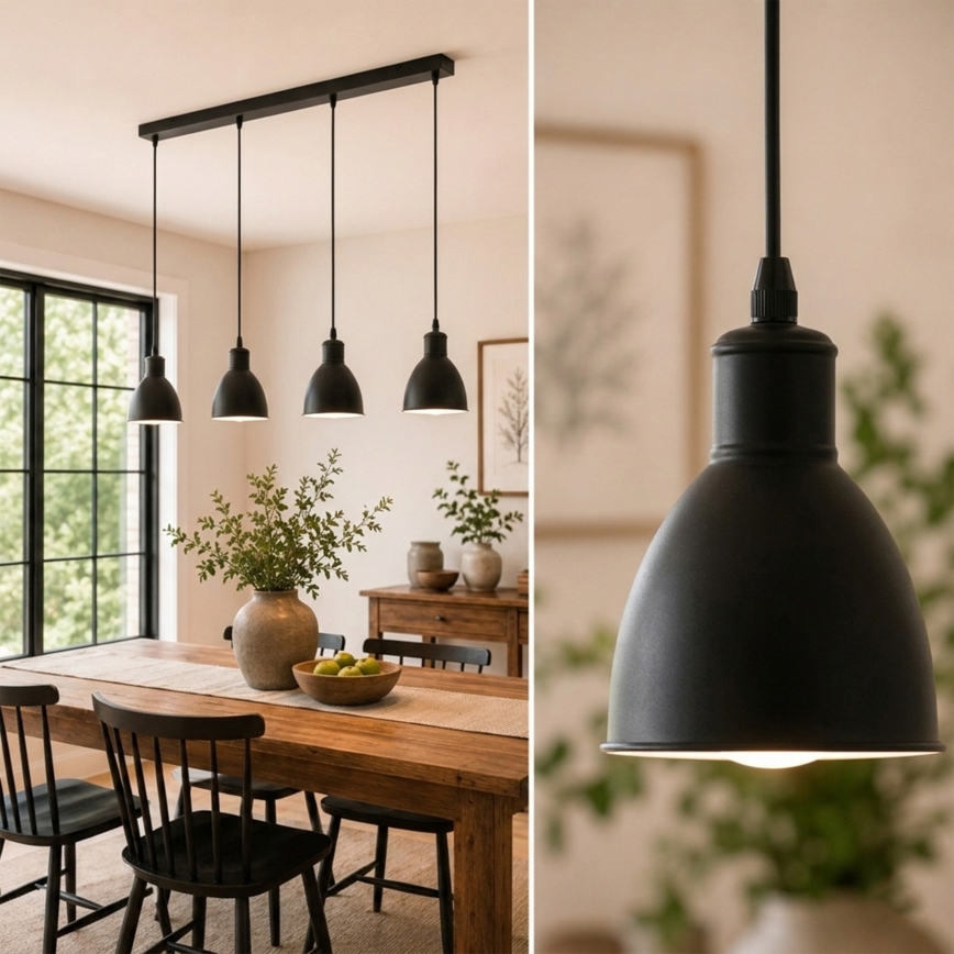 Brilagi - Lustre LED sur câble RIDDY 4xE27/60W/230V noir