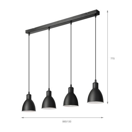 Brilagi - Lustre LED sur câble RIDDY 4xE27/60W/230V noir