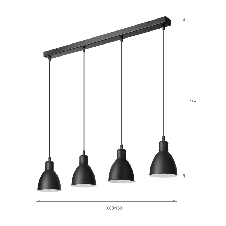Brilagi - Lustre LED sur câble RIDDY 4xE27/60W/230V noir