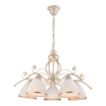 Brilagi - Lustre LED sur chaîne ANTICO 5xE27/60W/230V 3000K patine blanche