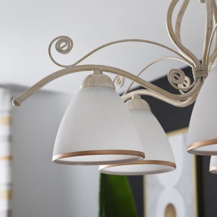 Brilagi - Lustre LED sur chaîne ANTICO 5xE27/60W/230V 3000K patine blanche