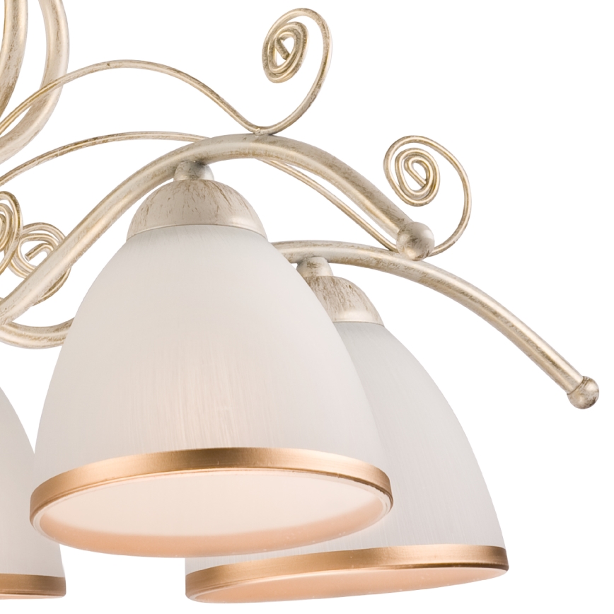 Brilagi - Lustre LED sur chaîne ANTICO 5xE27/60W/230V 3000K patine blanche