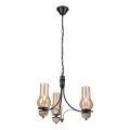 Brilagi - Lustre LED sur chaîne COTTAGE 3xE14/40W/230V chêne/noir/beige fumé