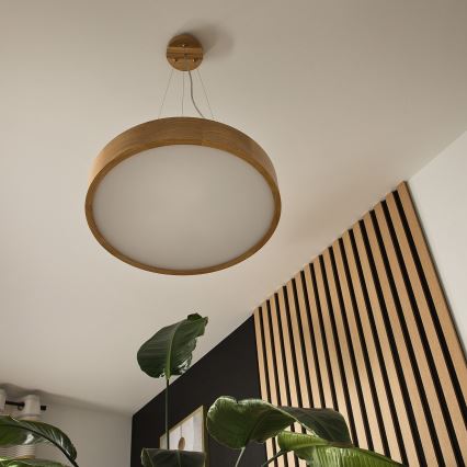 Brilagi - Lustre LED suspendu sur câble CARVALHO 3xE27/15W/230V chêne diam. 47,5 cm
