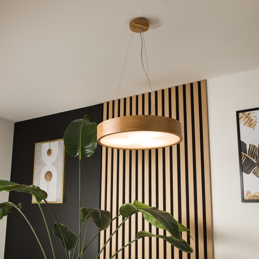 Brilagi - Lustre LED suspendu sur câble CARVALHO 3xE27/15W/230V chêne diam. 47,5 cm