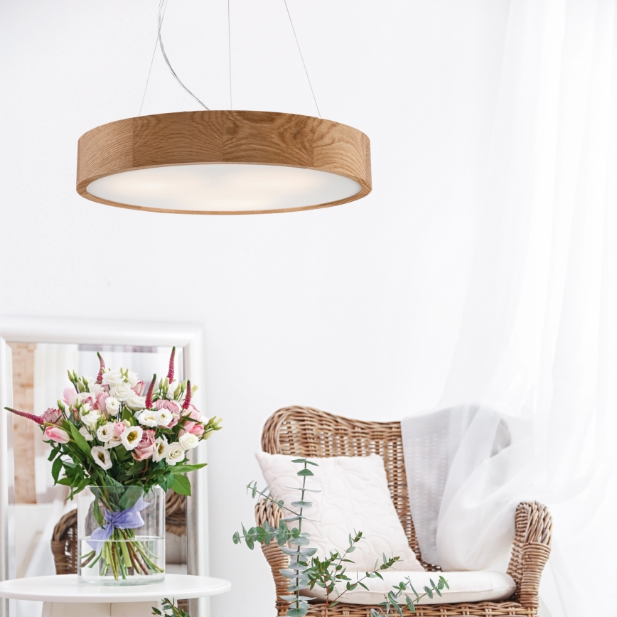Brilagi - Lustre LED suspendu sur câble CARVALHO 3xE27/15W/230V chêne diam. 47,5 cm