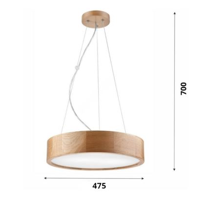 Brilagi - Lustre LED suspendu sur câble CARVALHO 3xE27/15W/230V chêne diam. 47,5 cm