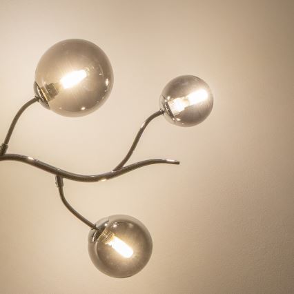 Brilagi - Lustre LED suspendu sur câble MISTEL 6xG9/3W/230V noir chromé/verre fumé