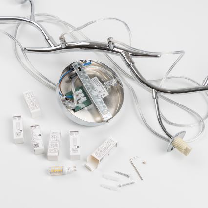 Brilagi - Lustre LED suspendu sur câble MISTEL 6xG9/3W/230V noir chromé/verre fumé