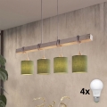 Brilagi - Lustre LED suspendu sur câble NUBILA 4xE27/60W/230V gris/vert