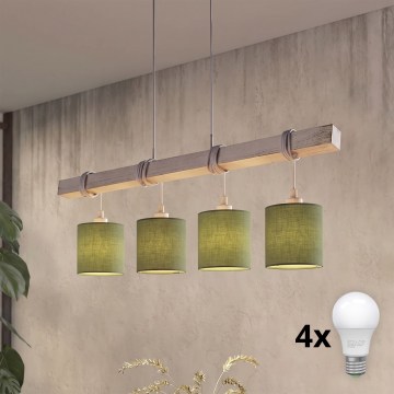 Brilagi - Lustre LED suspendu sur câble NUBILA 4xE27/60W/230V gris/vert