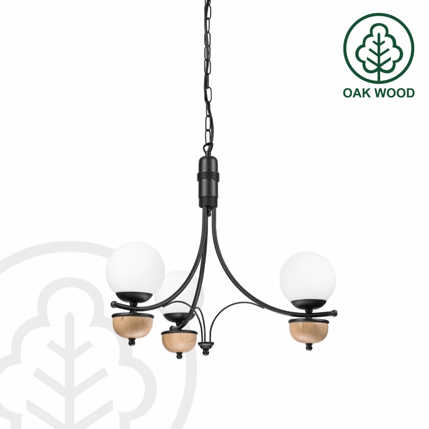 Brilagi - Lustre LED suspendu sur chaîne COTTAGE 3xG9/40W/230V chêne/blanc
