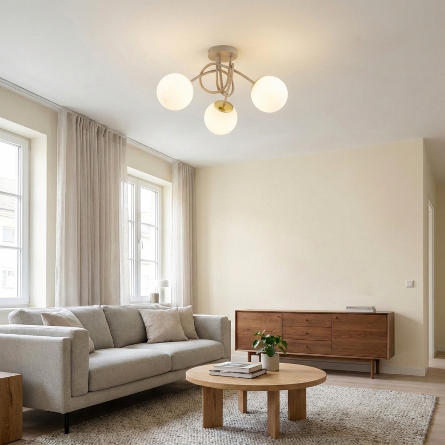 Brilagi - Lustre monté en surface 3xE27/60W/230V beige/doré