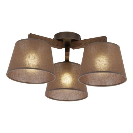 Brilagi - Lustre plafonnier à montage affleurant LATTE 3xE27/15W/230V pin/marron