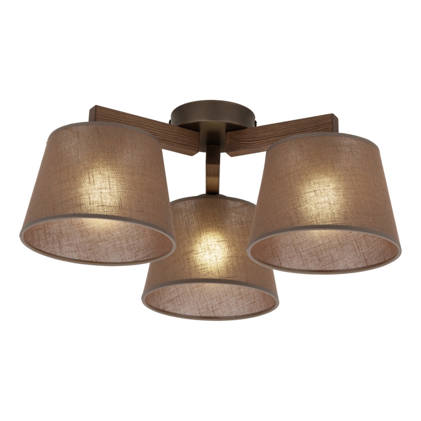 Brilagi - Lustre plafonnier à montage affleurant LATTE 3xE27/15W/230V pin/marron