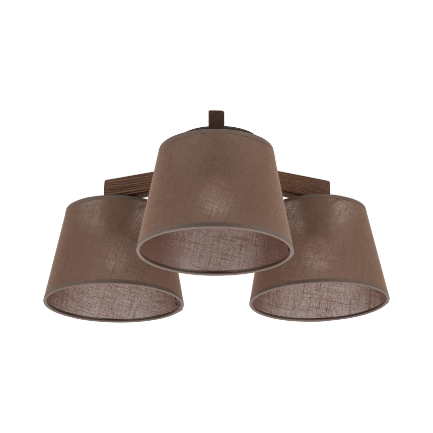 Brilagi - Lustre plafonnier à montage affleurant LATTE 3xE27/60W/230V pin/marron