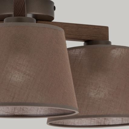 Brilagi - Lustre plafonnier à montage affleurant LATTE 3xE27/60W/230V pin/marron