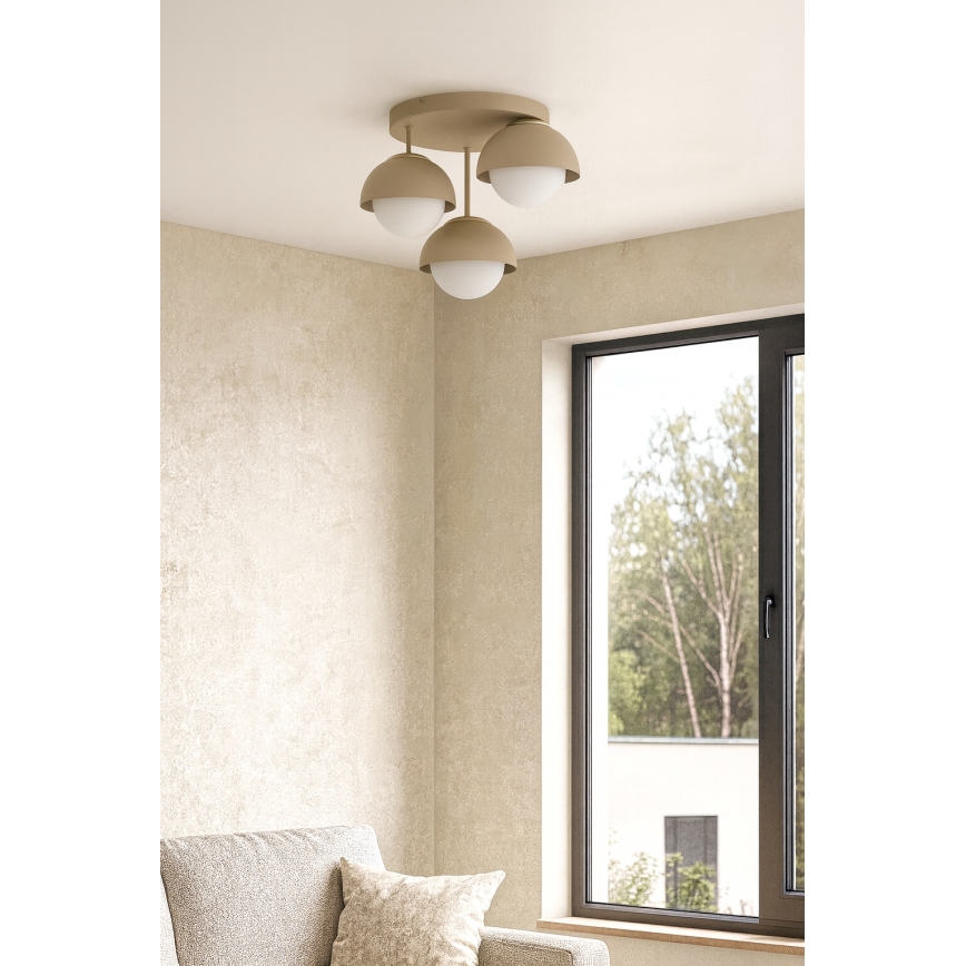 Brilagi - Lustre plafonnier à montage en surface 3xE27/60W/230V beige/doré