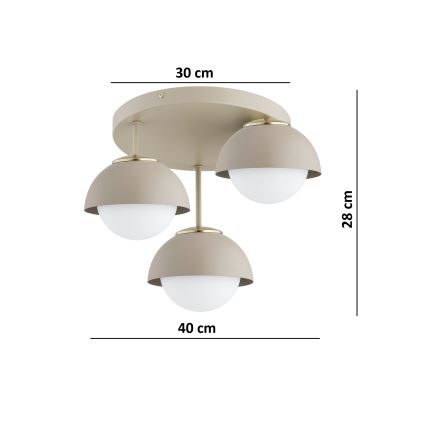 Brilagi - Lustre plafonnier à montage en surface 3xE27/60W/230V beige/doré