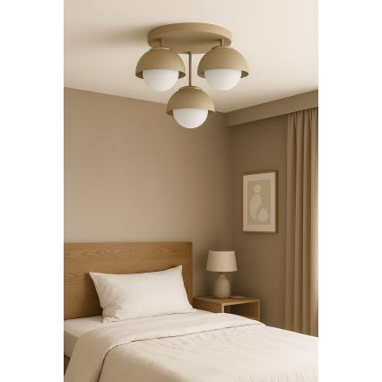 Brilagi - Lustre plafonnier à montage en surface COSMO 3xE27/60W/230V beige/doré