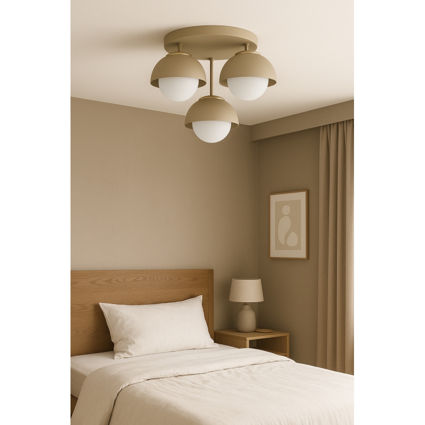 Brilagi - Lustre plafonnier à montage en surface COSMO 3xE27/60W/230V beige/doré