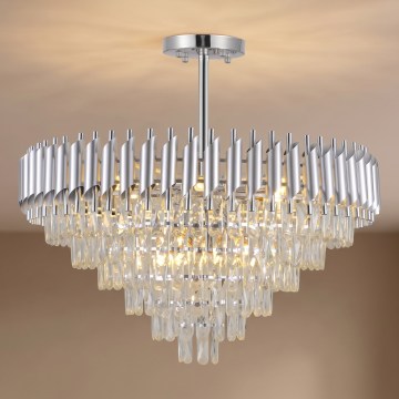 BRILAGI - Lustre plafonnier ECLIPSE 12xE14/10W/230V Ø 78 cm argenté