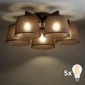 BRILAGI - Lustre plafonnier LED LATTE 5xE27/15W/230V pin/marron