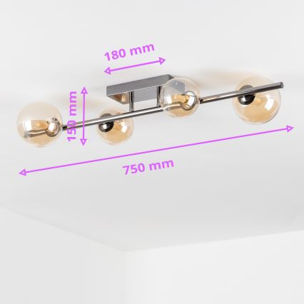Brilagi - Lustre plafonnier LED MILLA 4x G9 3W 230V noir chromé/doré