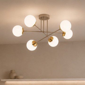 Brilagi - Lustre plafonnier MILO 6xE27/60W/230V beige/doré