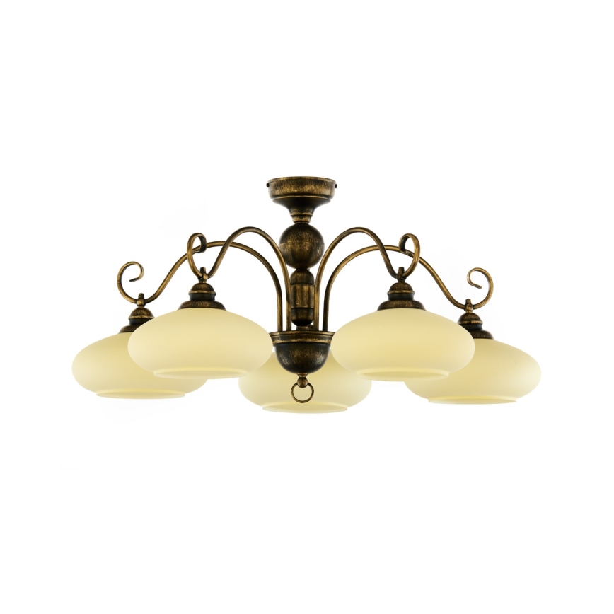 BRILAGI - Lustre plafonnier MOLLERO 5xE27/15W/230V Ø 84 cm bronze/patine