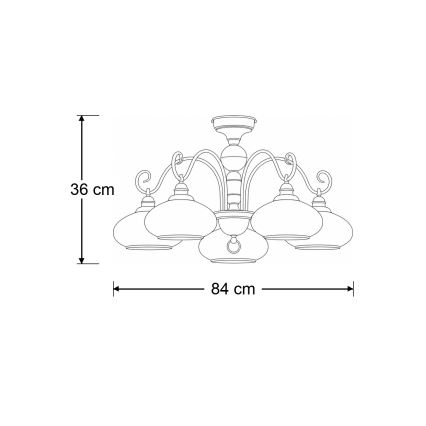 BRILAGI - Lustre plafonnier MOLLERO 5xE27/15W/230V Ø 84 cm bronze/patine
