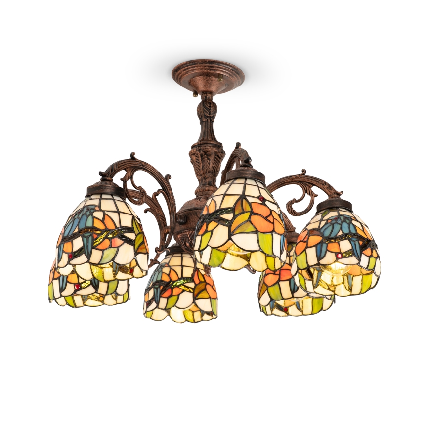 Brilagi - Lustre plafonnier Tiffany en vitrail JUNGLE 6xE27/60W/230V Ø 60 cm