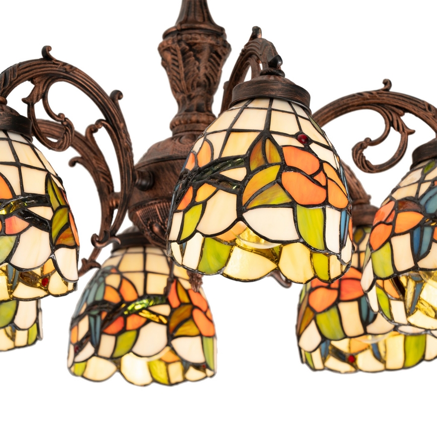 Brilagi - Lustre plafonnier Tiffany en vitrail JUNGLE 6xE27/60W/230V Ø 60 cm